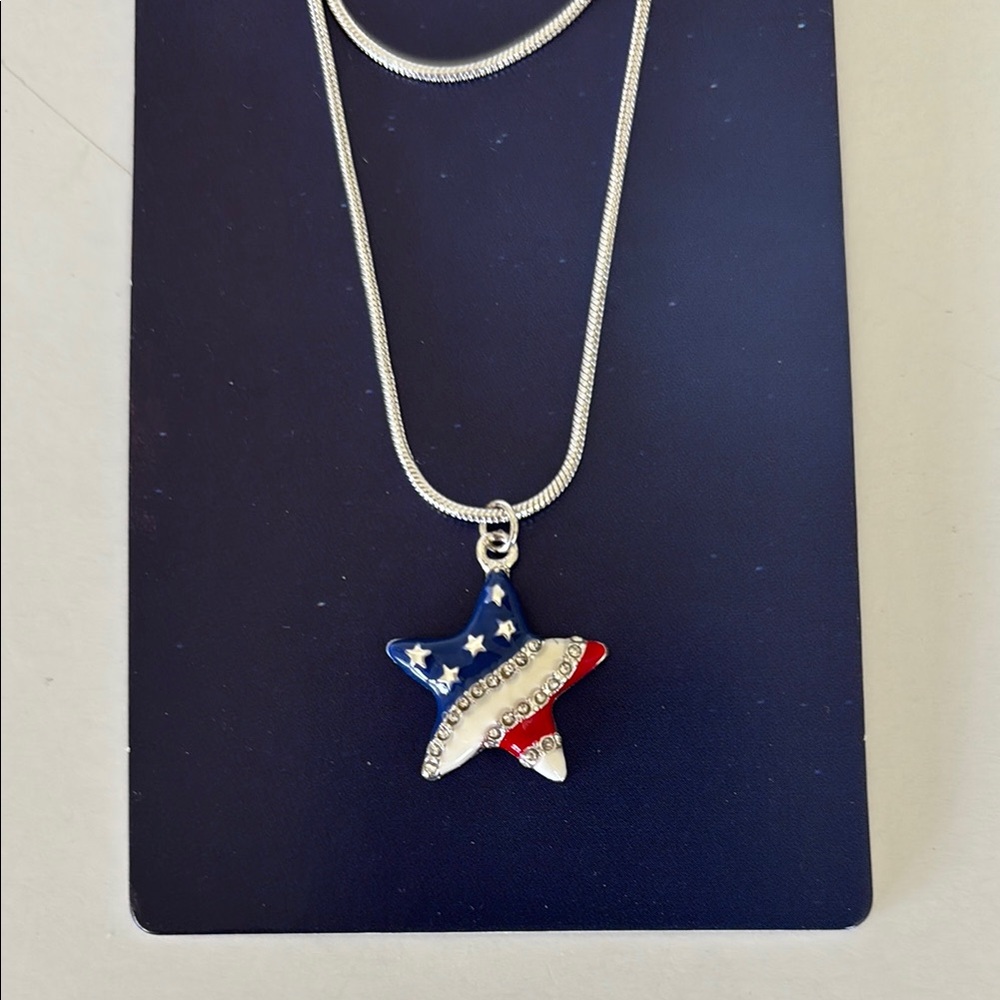 I am Limited Edition Red,white, and blue Star Necklace